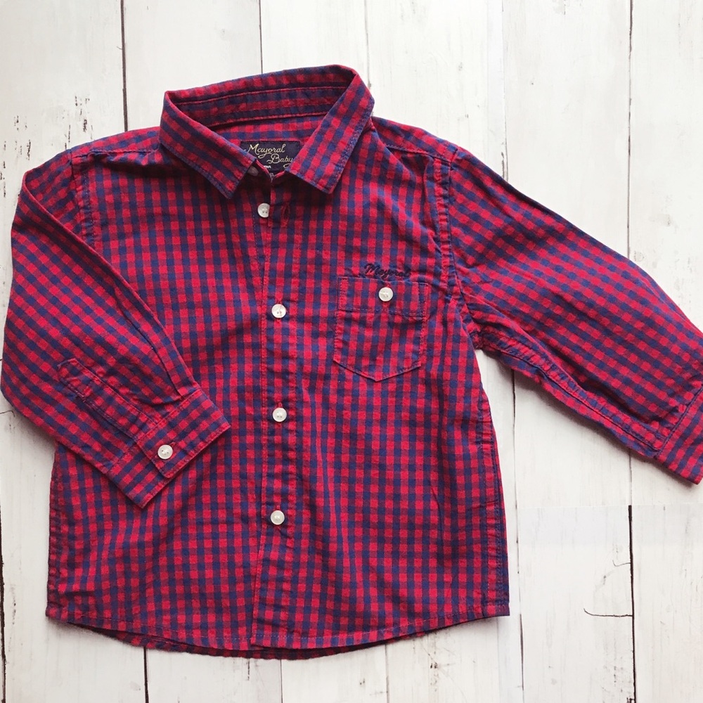 Mayoral Baby Boy Plaid Shirt, 9 Months